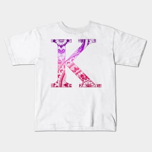 Mandala Letter Capital K Pink Kids T-Shirt